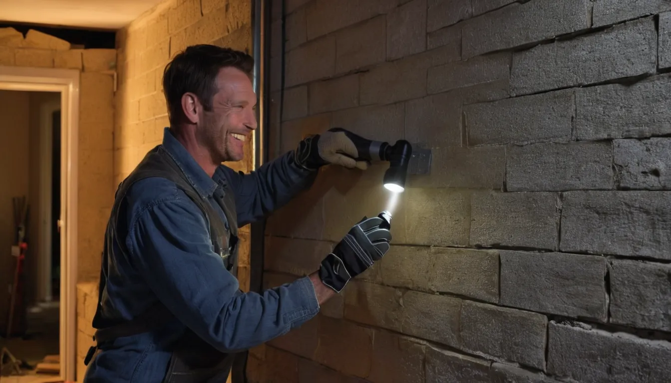 A provider checking a basement window for gaps in a home near Gaithersburg